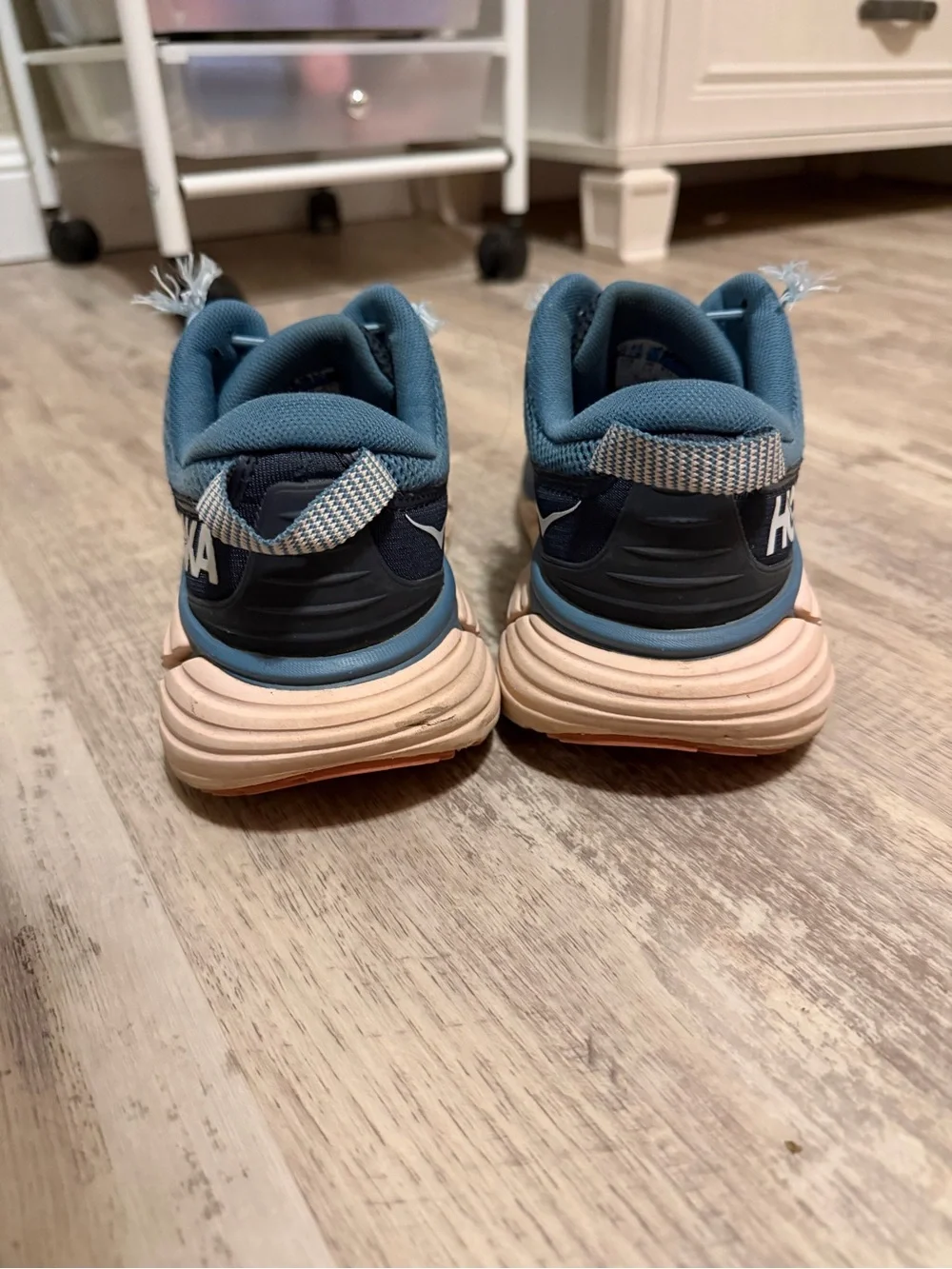 Hoka One One Navy and Peach Women's Athletic Running Shoes
